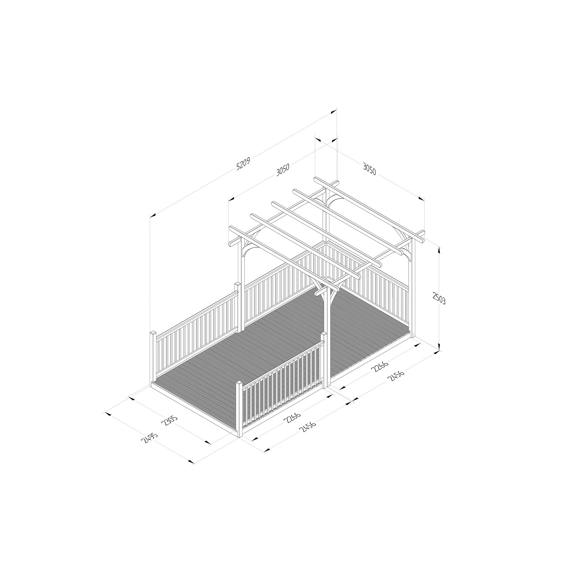 Forest Garden Natural Rectangular Pergola & decking kit, x4 Post x4 ...