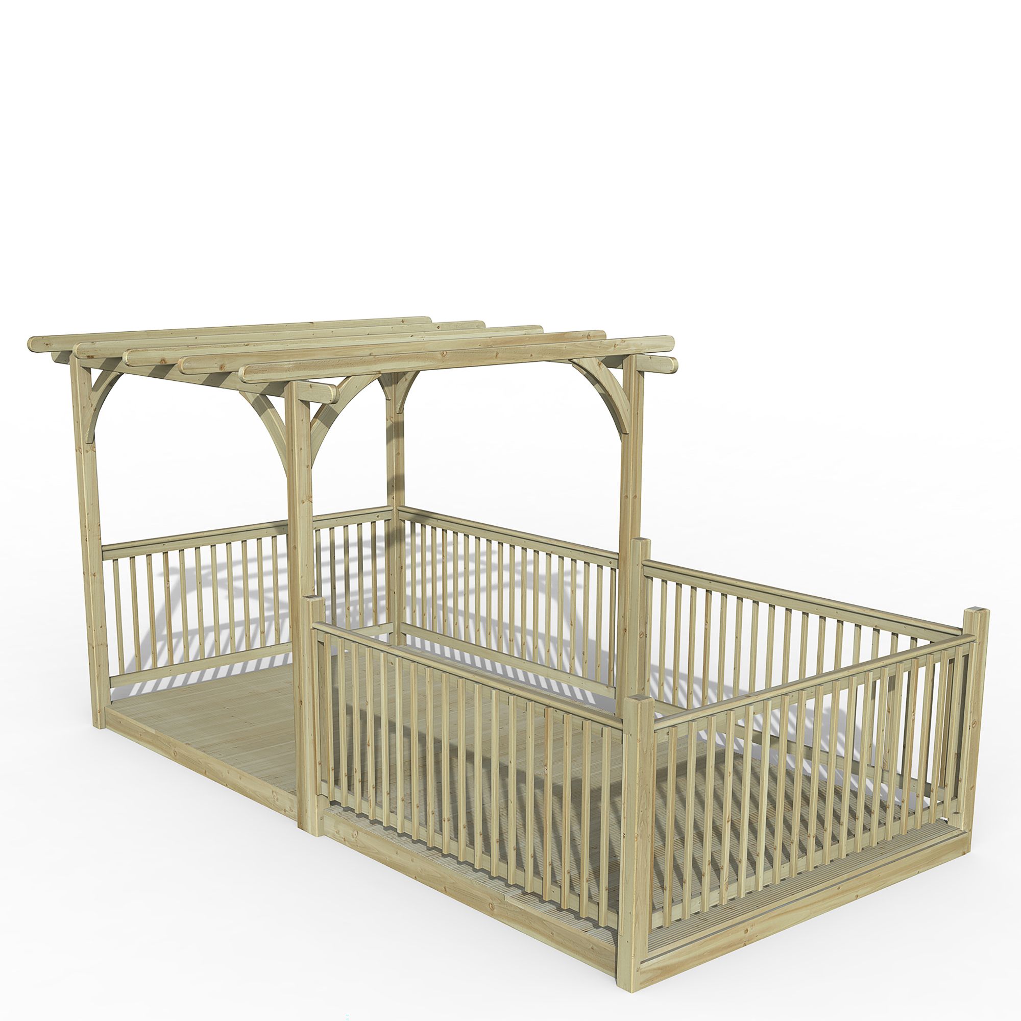 Forest Garden Natural Rectangular Pergola & decking kit, x4 Post x5 Balustrade (H) 2.5m x (W) 5.2m