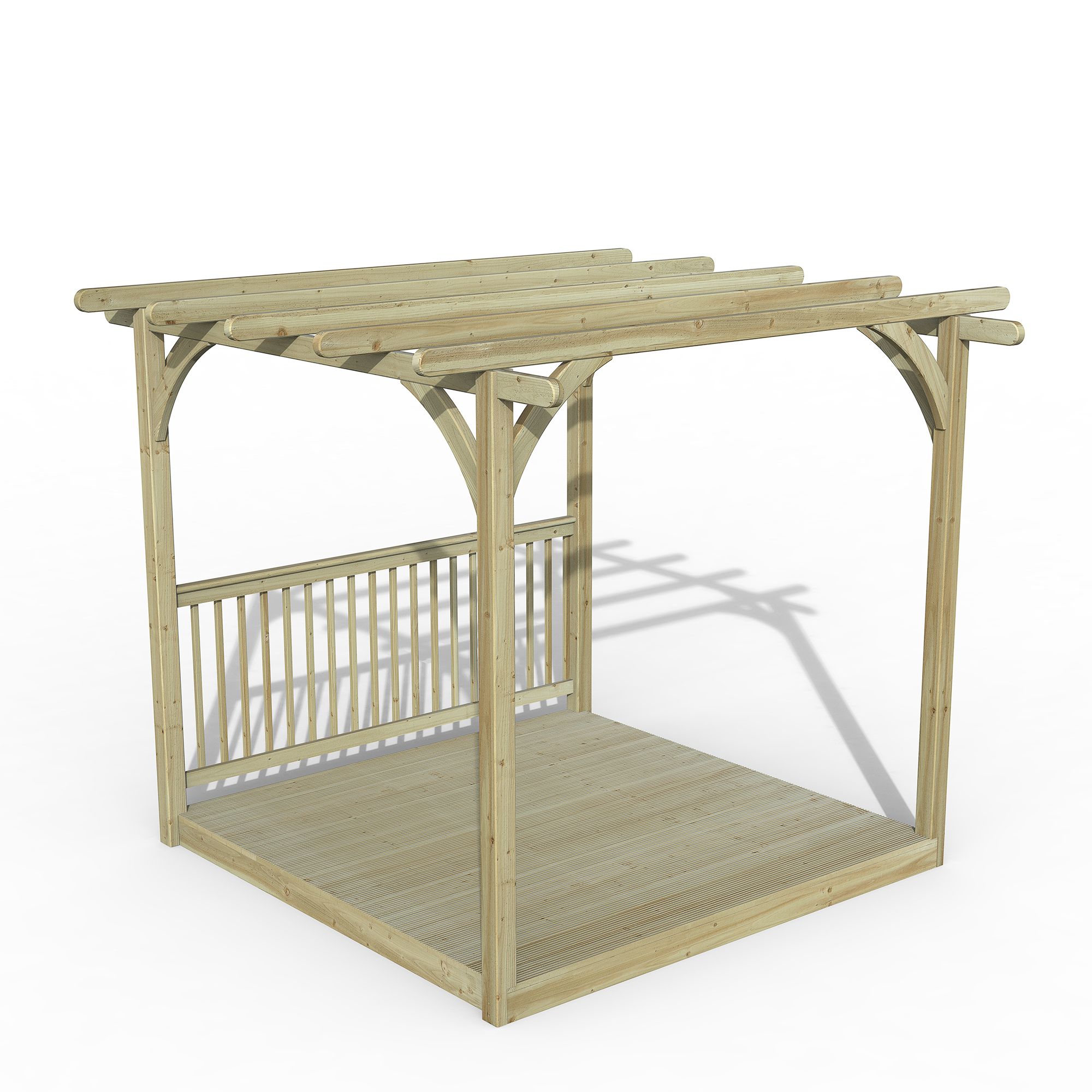 Forest Garden Natural Square Pergola & decking kit, x4 Post x1 Balustrade (H) 2.5m x (W) 3m