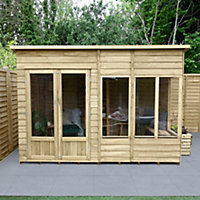 Forest Garden Oakley 10x6 ft with Double door & 5 windows Pent Wooden Summer house - Assembly service included