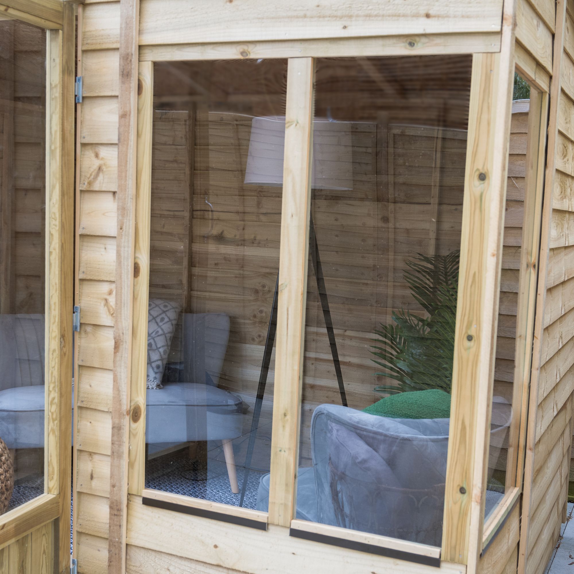 Forest Garden Oakley 10x8 ft with Double door & 6 windows Apex Wooden Summer house - Assembly service included