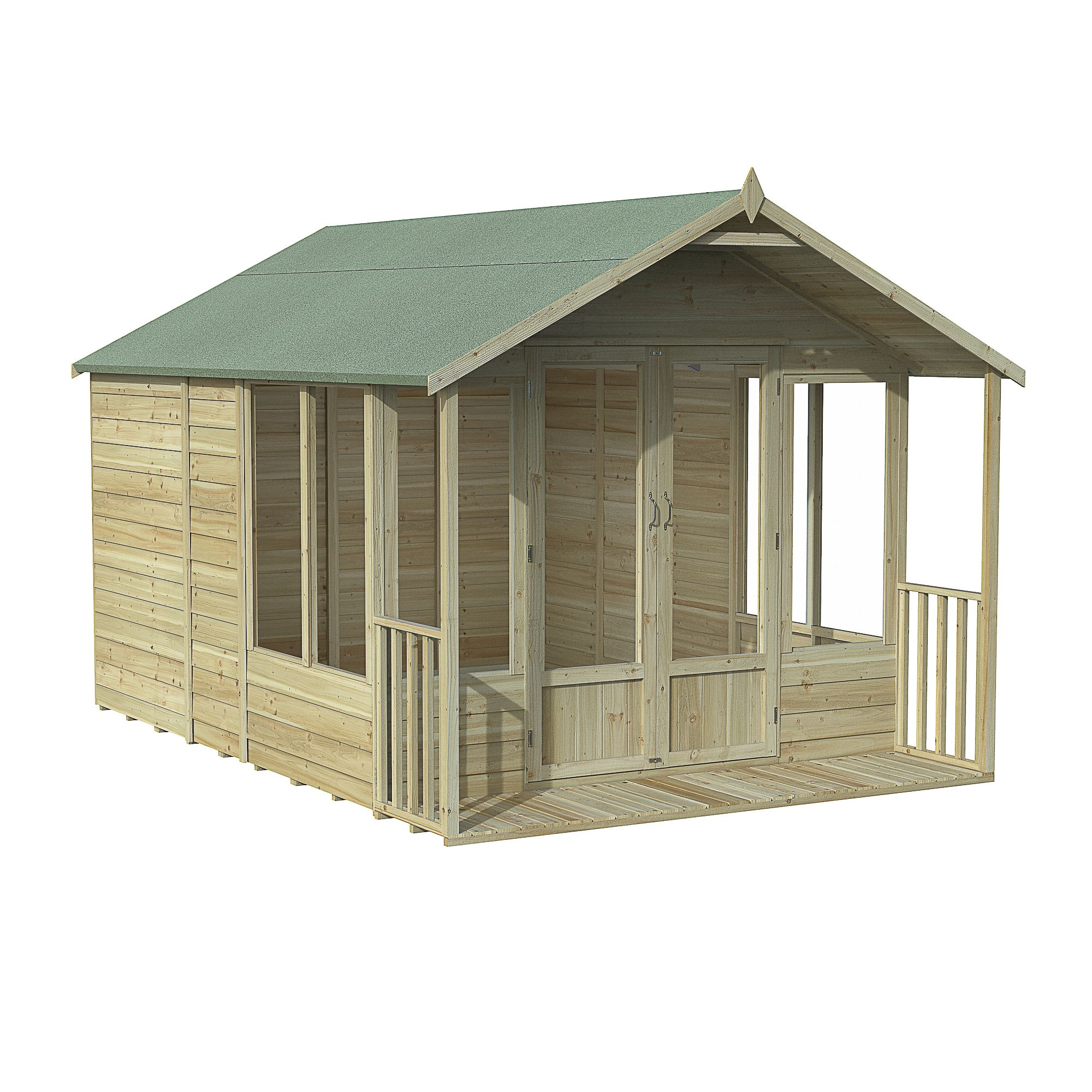 Forest Garden Oakley 12x8 ft with Double door & 6 windows Apex Wooden Summer house - Assembly service included