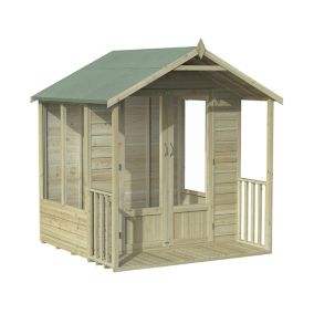 Forest Garden Oakley 6x6 ft with Double door & 4 windows Apex Wooden Summer house (Base included) - Assembly service included