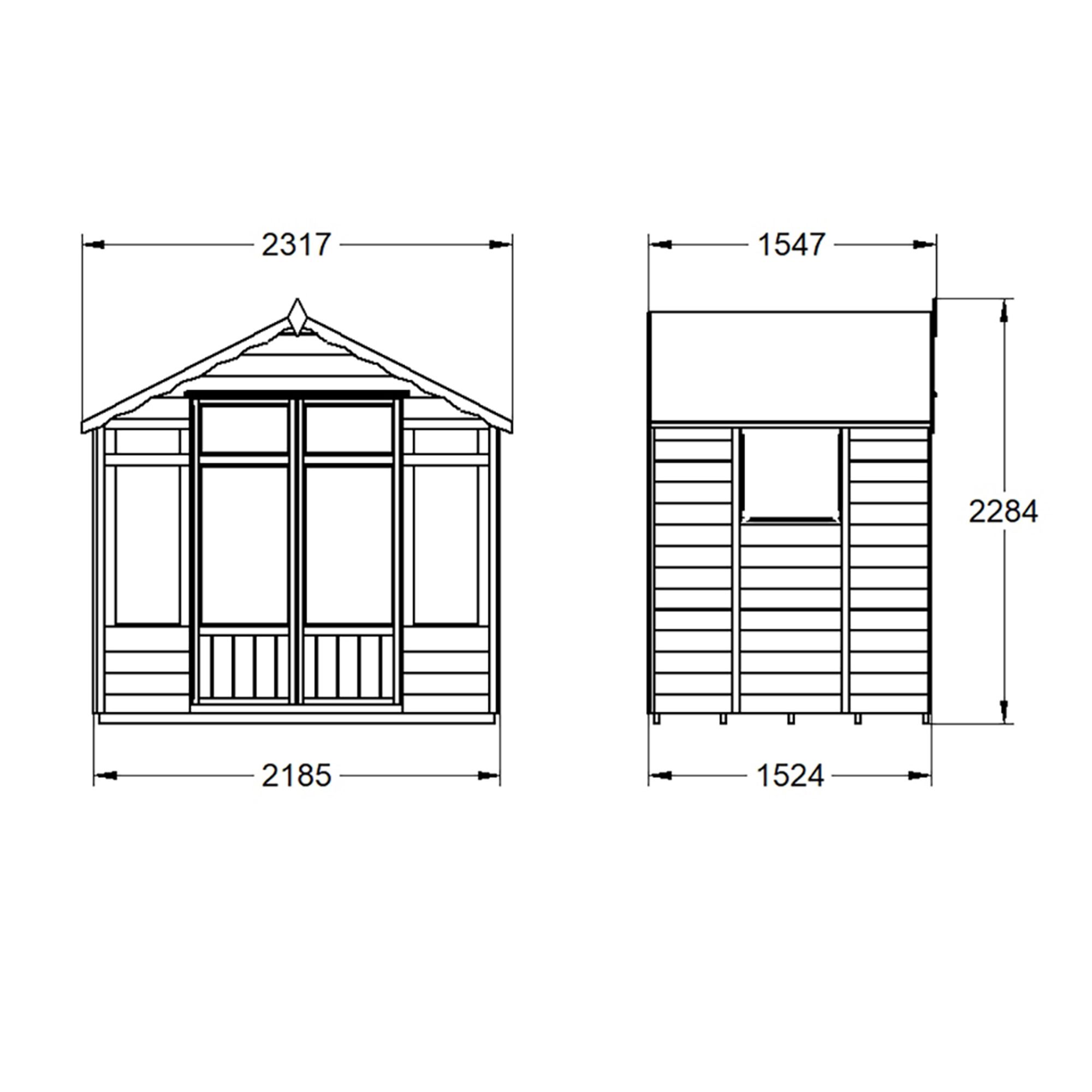 Forest Garden Oakley 7x5 ft with Double door & 4 windows Apex Summer house (H)2210mm x (W)2320mm - Assembly service included