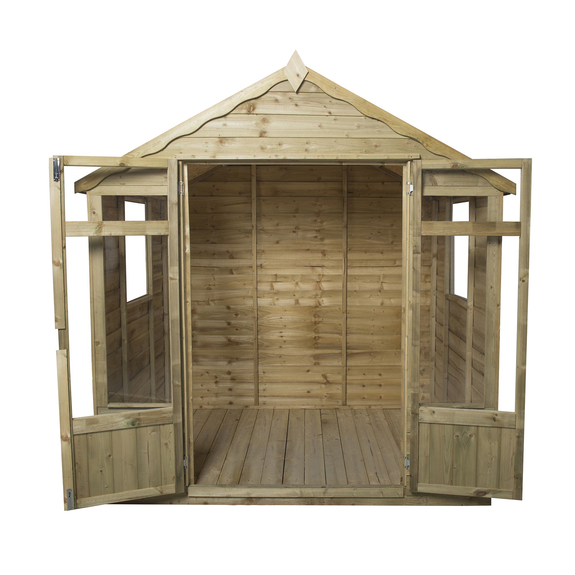 Forest Garden Oakley 7x5 ft with Double door & 4 windows Apex Summer house (H)2210mm x (W)2320mm - Assembly service included