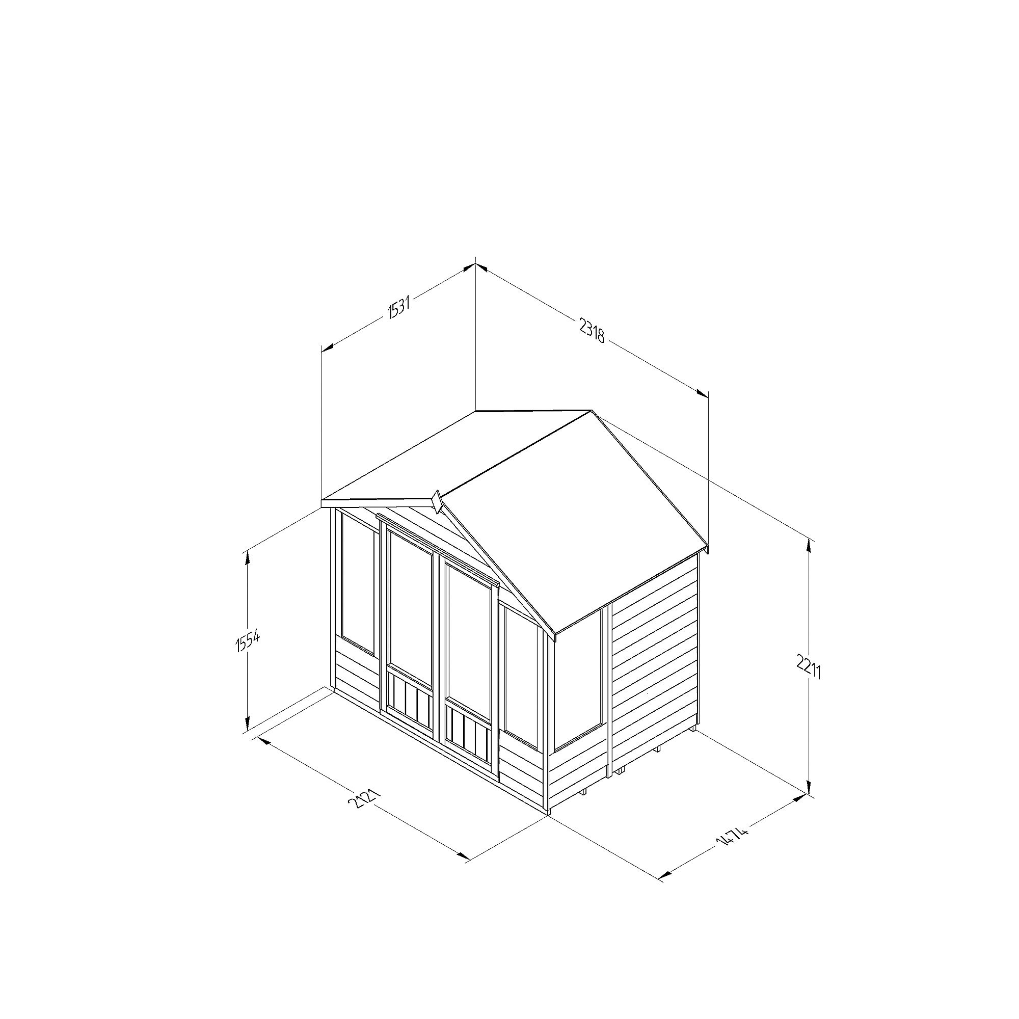 Forest Garden Oakley 7x5 ft with Double door & 4 windows Apex Wooden Summer house - Assembly service included