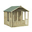 Forest Garden Oakley 7x7 ft with Double door & 4 windows Apex Wooden Summer house (Base included) - Assembly service included