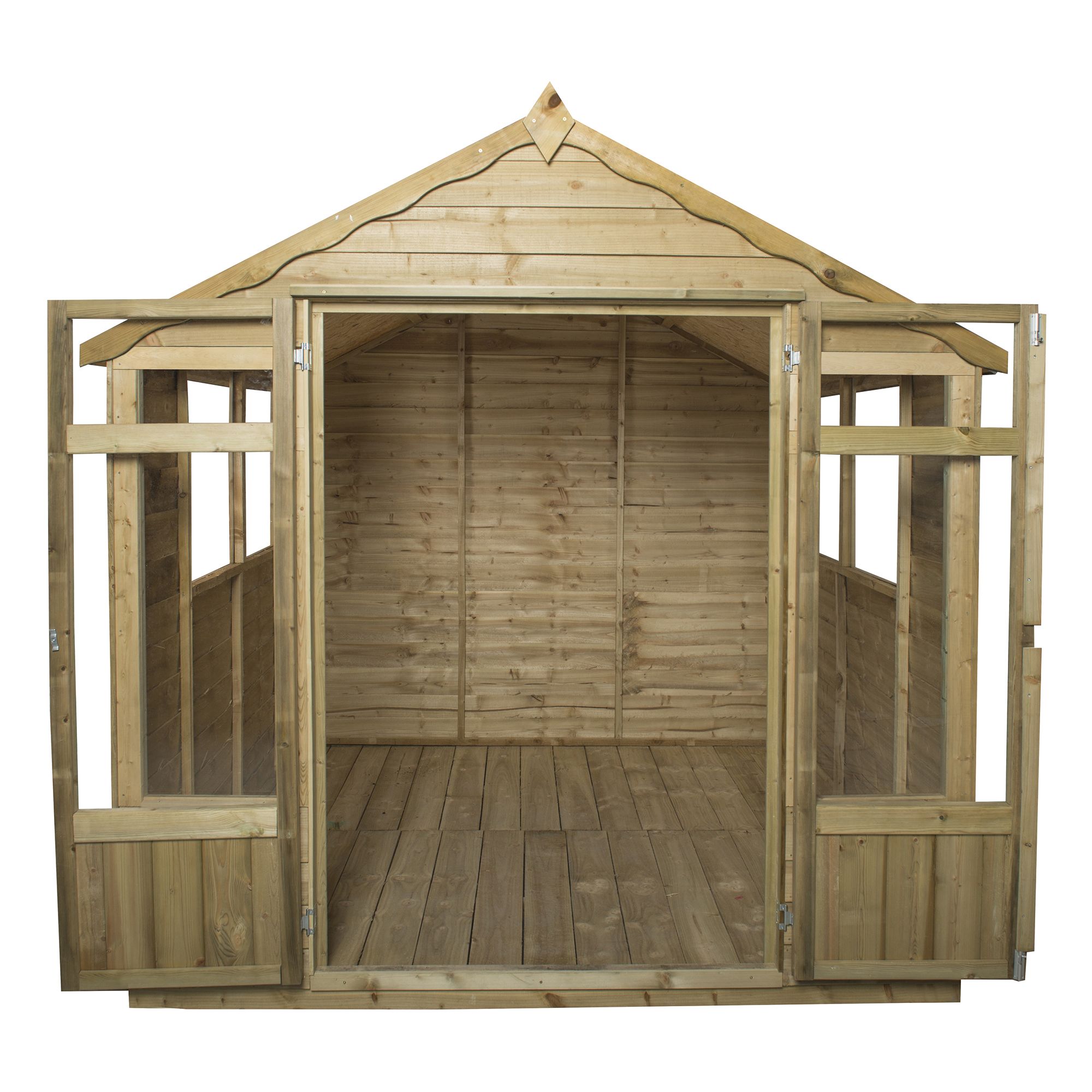 Forest Garden Oakley 7x7 ft with Double door & 6 windows Apex Summer house (H)2210mm x (W)2320mm - Assembly service included