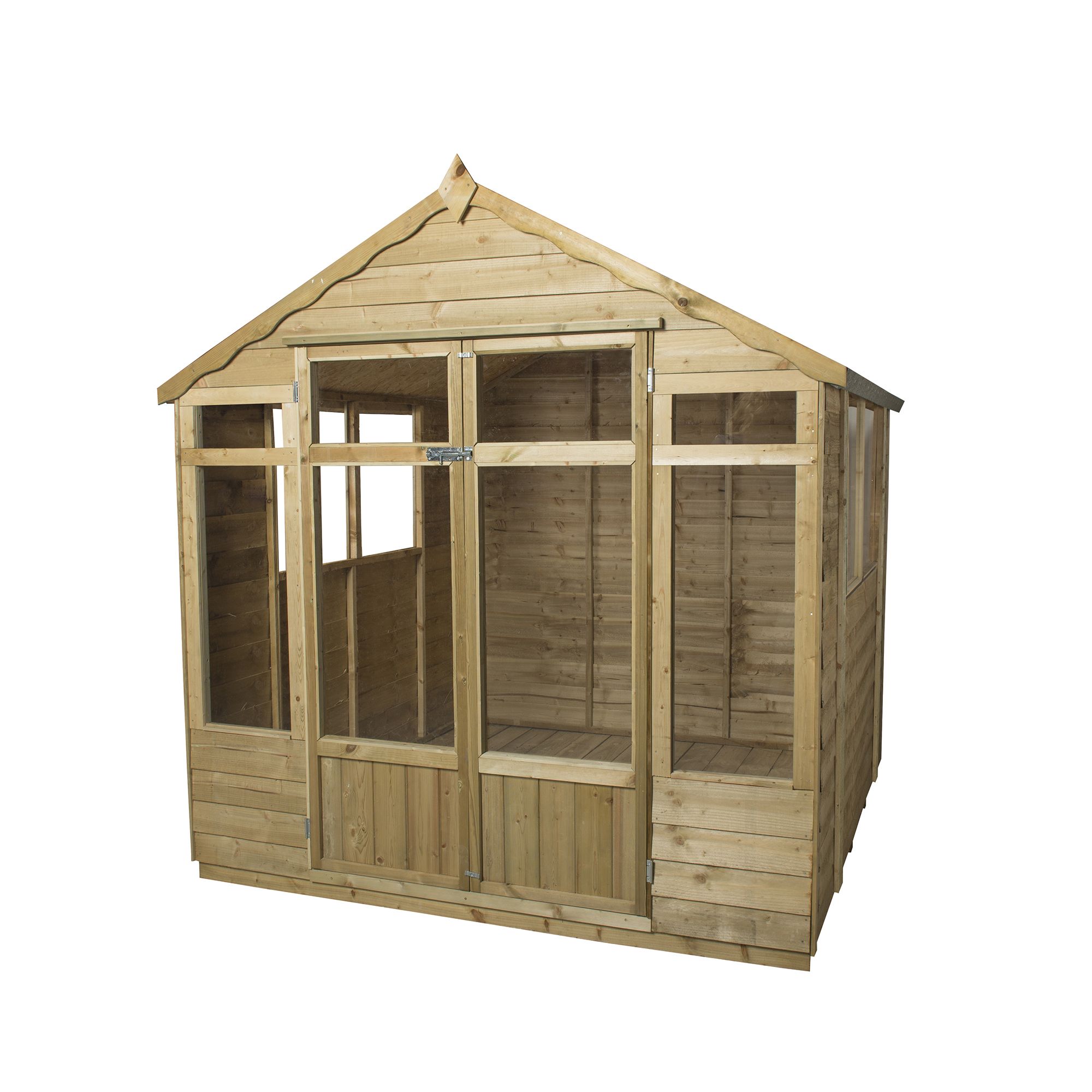 Forest Garden Oakley 7x7 ft with Double door & 6 windows Apex Summer house (H)2210mm x (W)2320mm - Assembly service included