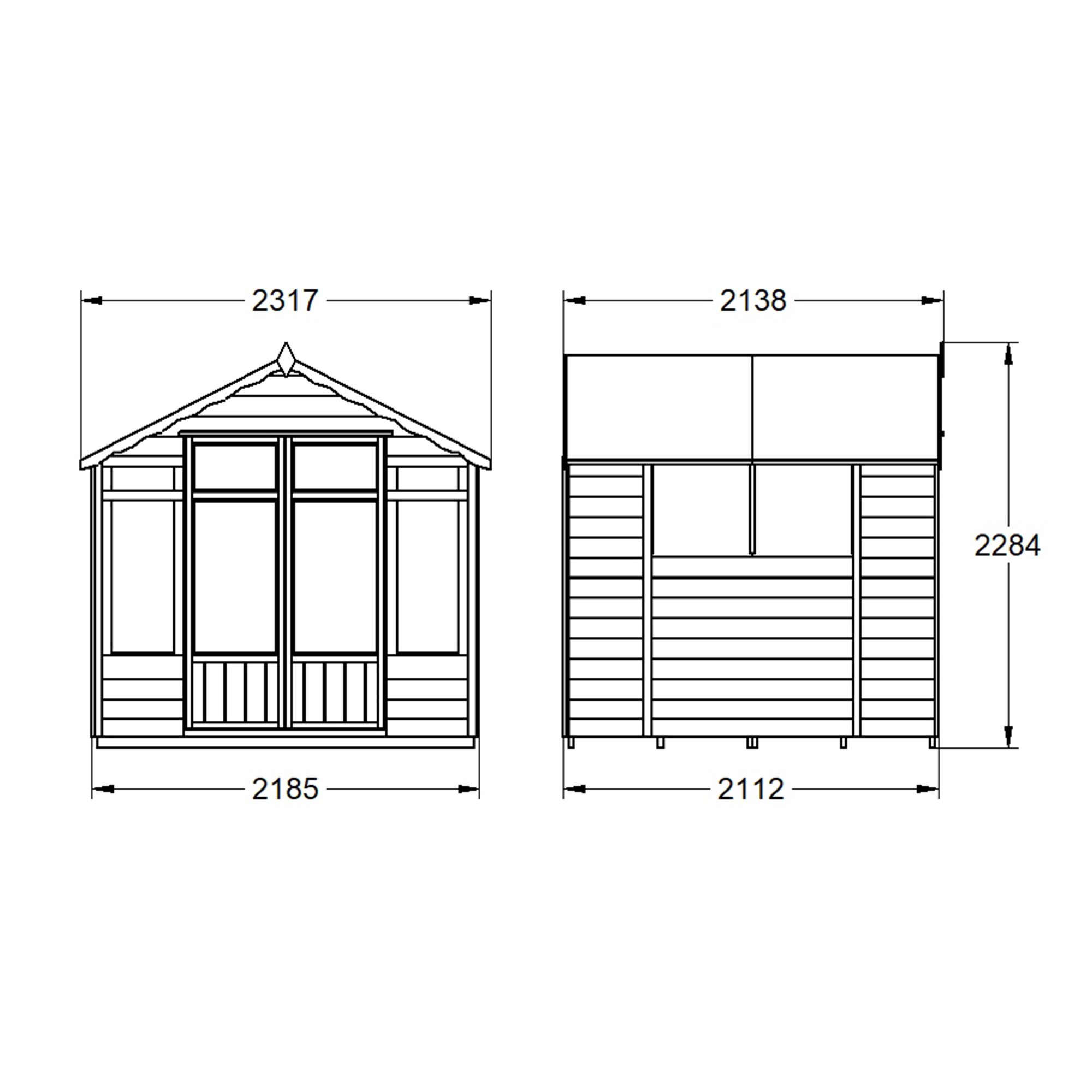 Forest Garden Oakley 7x7 ft with Double door & 6 windows Apex Summer house (H)2210mm x (W)2320mm