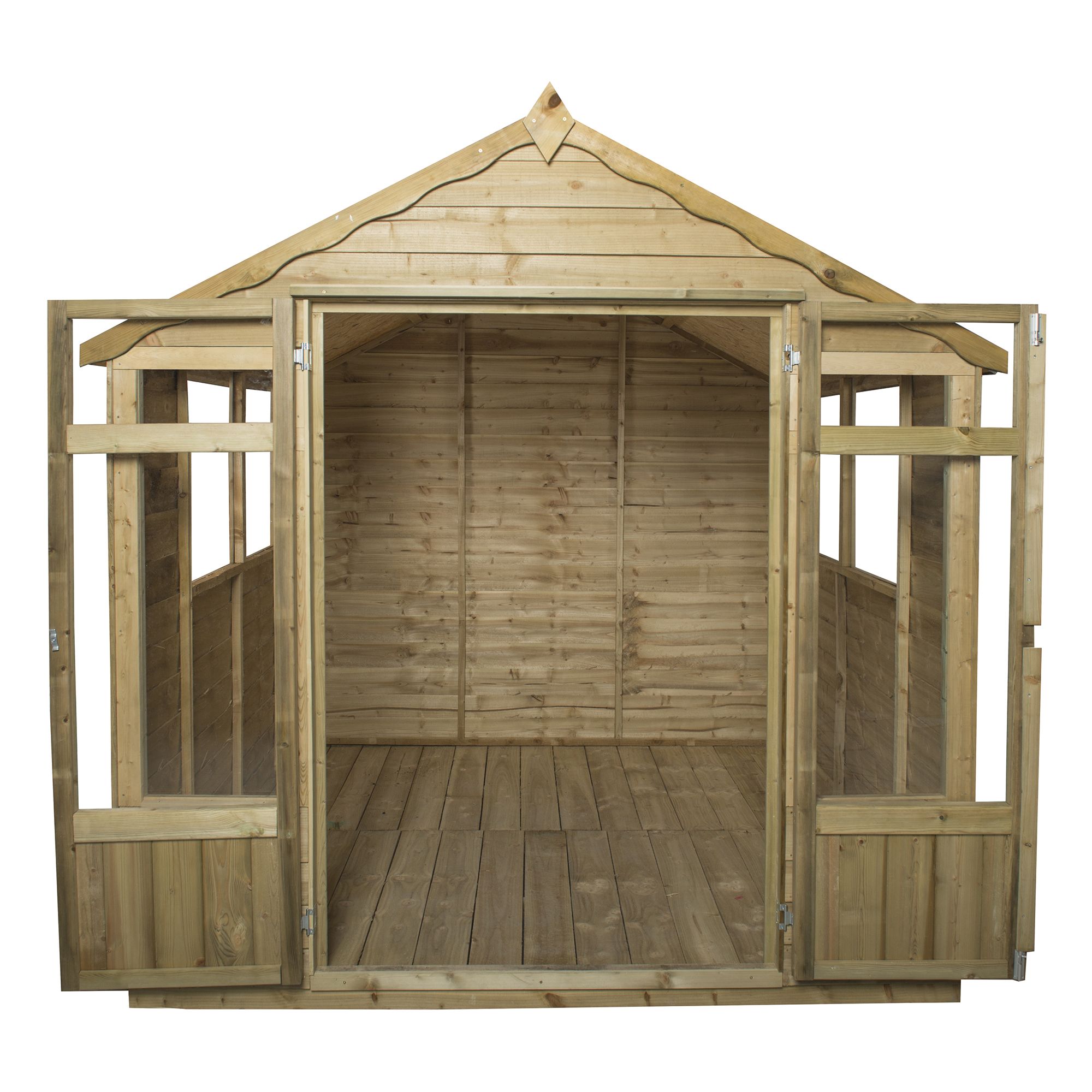Forest Garden Oakley 7x7 ft with Double door & 6 windows Apex Summer house (H)2210mm x (W)2320mm