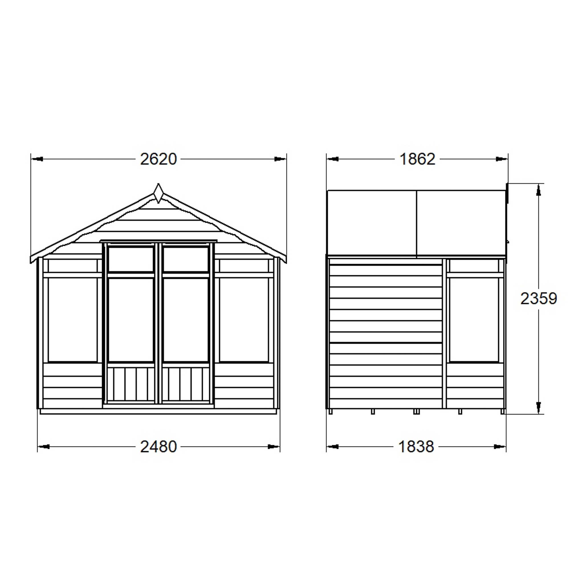 Forest Garden Oakley 7x8 ft with Double door & 4 windows Apex Summer house - Assembly service included