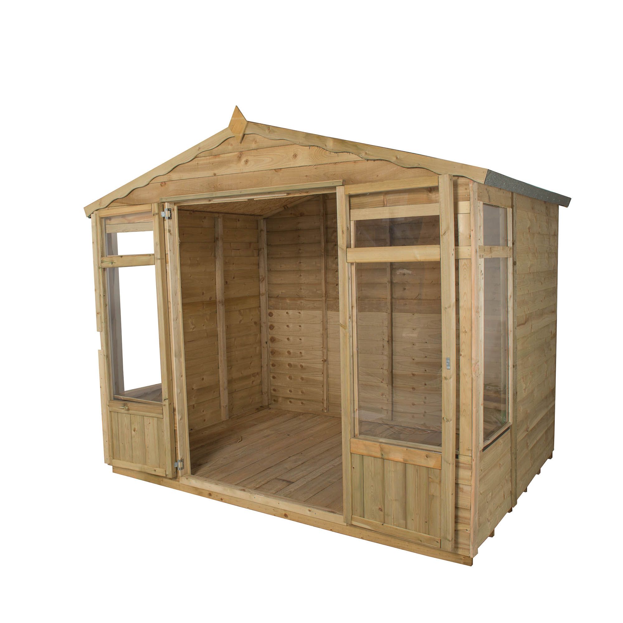 Forest Garden Oakley 7x8 ft with Double door & 4 windows Apex Summer house - Assembly service included