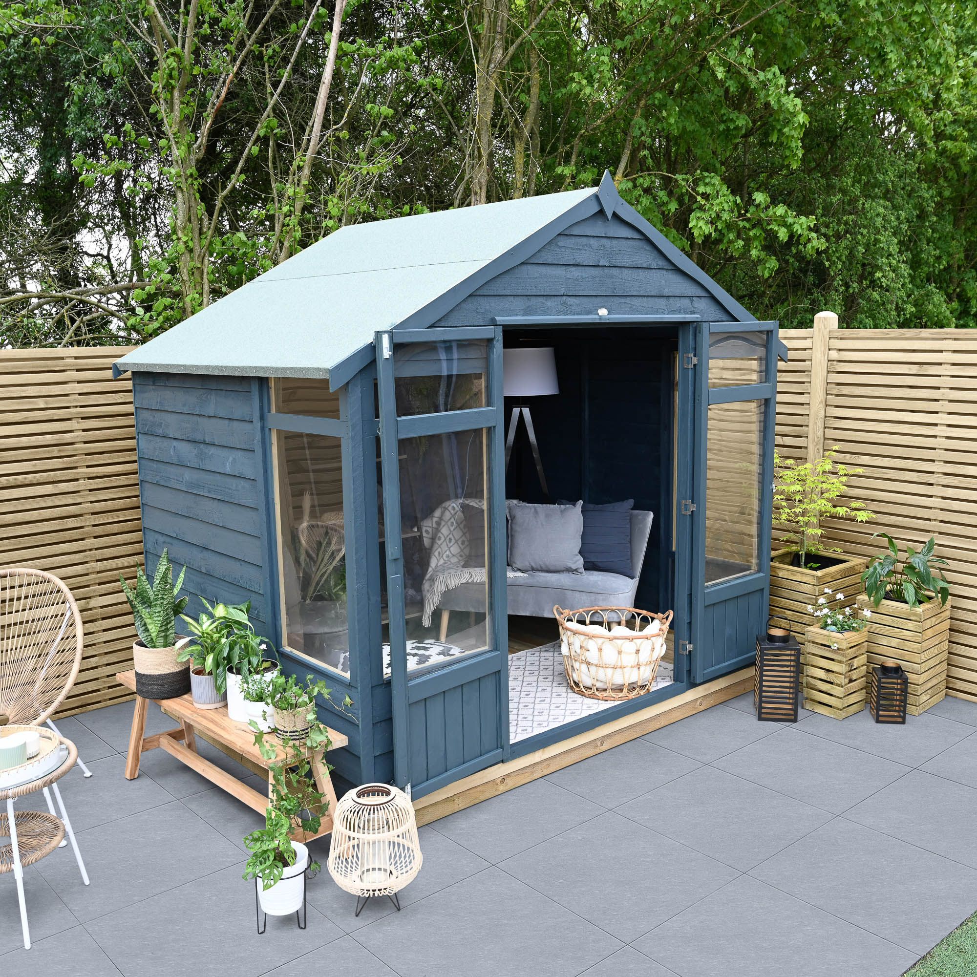 Forest Garden Oakley 7x8 ft with Double door & 4 windows Apex Summer house - Assembly service included