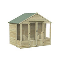 Forest Garden Oakley 8x6 ft with Double door & 4 windows Apex Wooden Summer house - Assembly service included