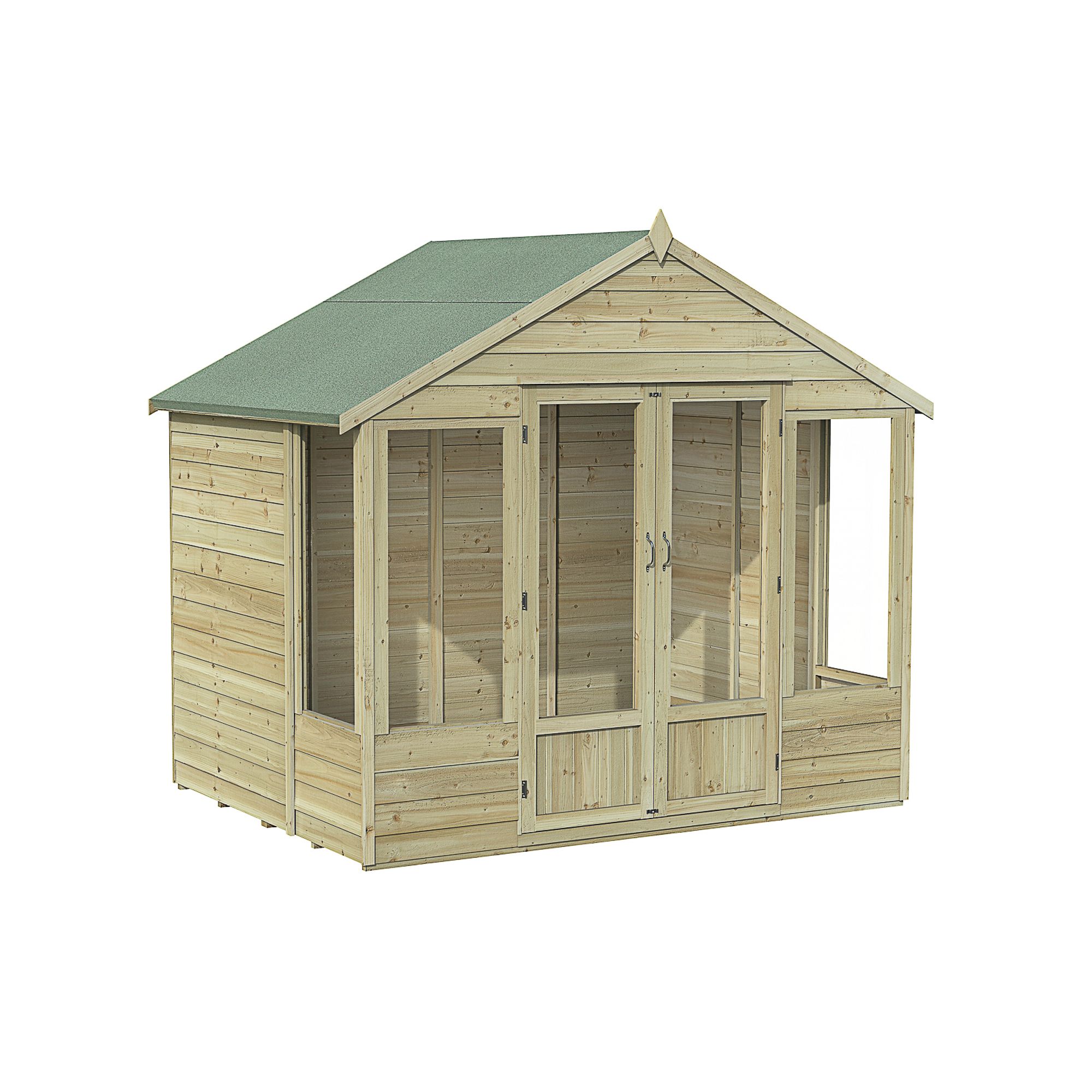 Forest Garden Oakley 8x6 ft with Double door & 4 windows Apex Wooden Summer house - Assembly service included