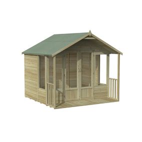 Forest Garden Oakley 8x8 ft with Double door & 4 windows Apex Wooden Summer house (Base included) - Assembly service included