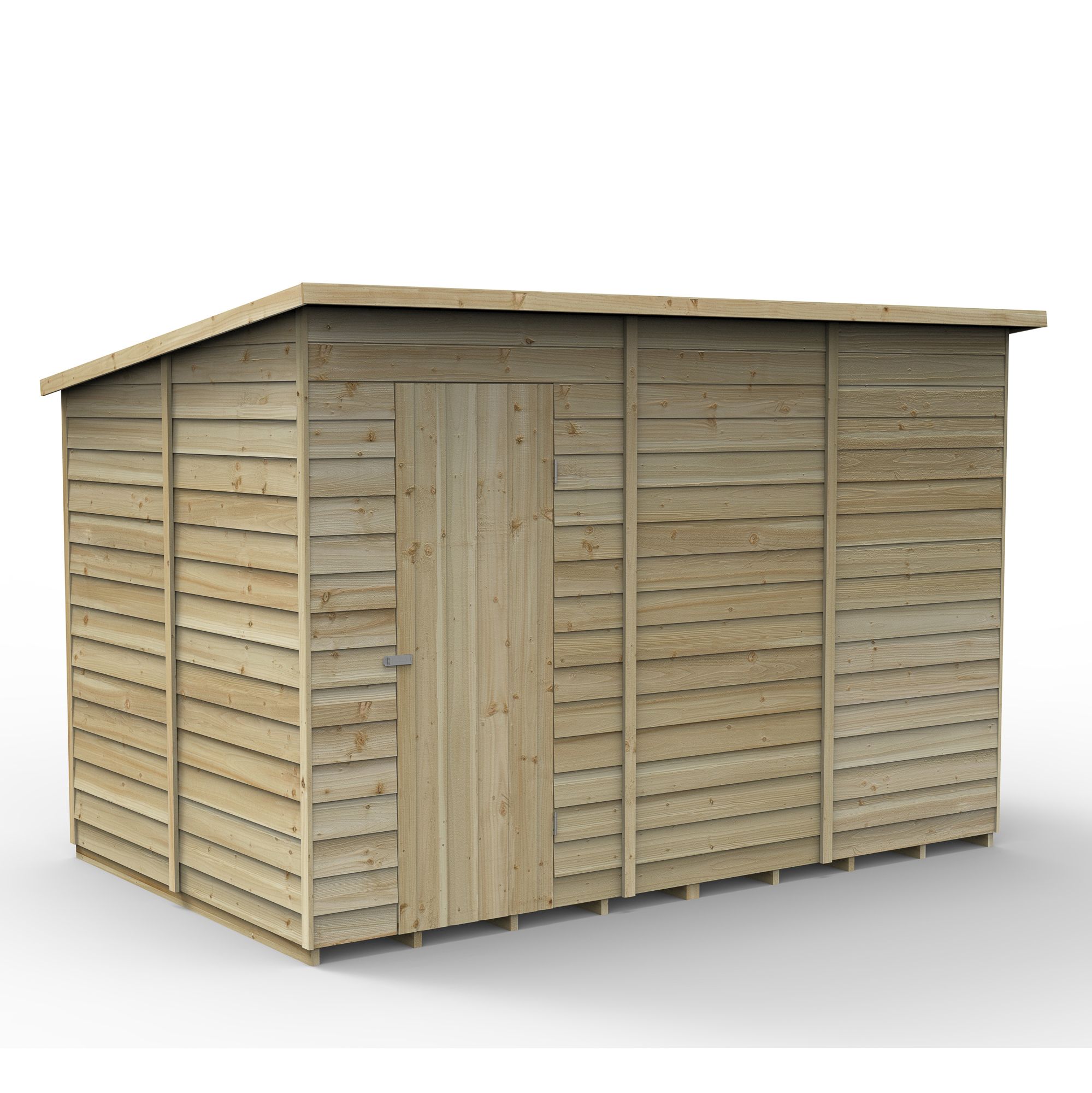 Forest Garden Overlap 10x6 ft Pent Wooden Pressure treated Shed with floor (Base included) - Assembly service included