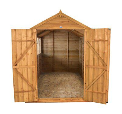 Forest Garden Overlap 10x8 ft Apex Wooden Dip treated 2 door Shed with floor & 4 windows - Assembly service included