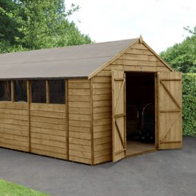 Forest Garden Overlap 20x10 ft Apex Wooden 2 door Shed with floor & 8 windows - Assembly service included