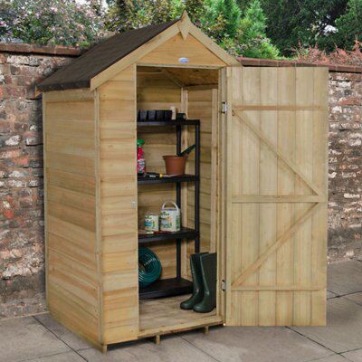 Forest Garden Overlap 4x3 ft Apex Wooden Dip treated Shed with floor - Assembly service included