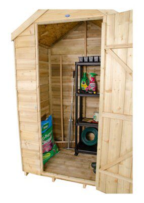 Forest Garden Overlap 4x3 ft Apex Wooden Dip treated Shed with floor - Assembly service included