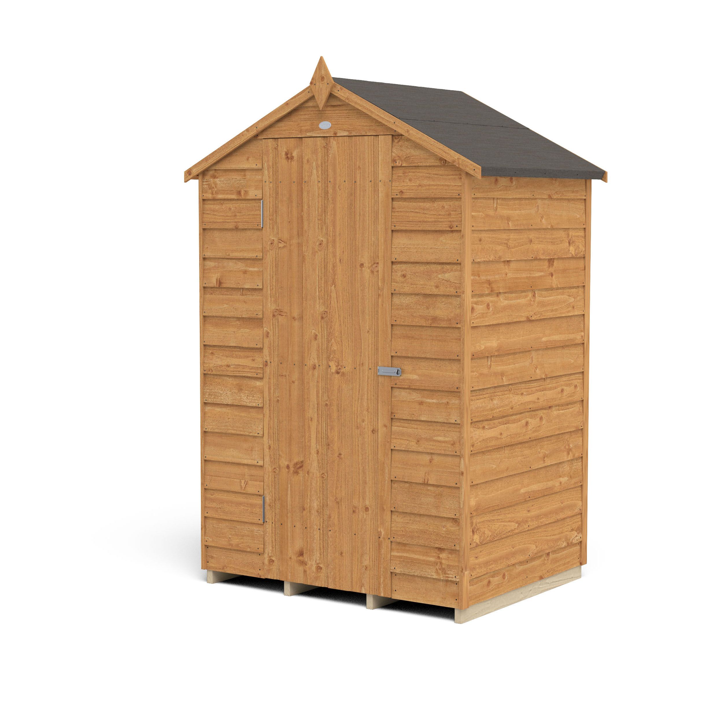 Forest Garden Overlap 4x3 ft Apex Wooden Dip treated Shed with floor (Base included) - Assembly service included