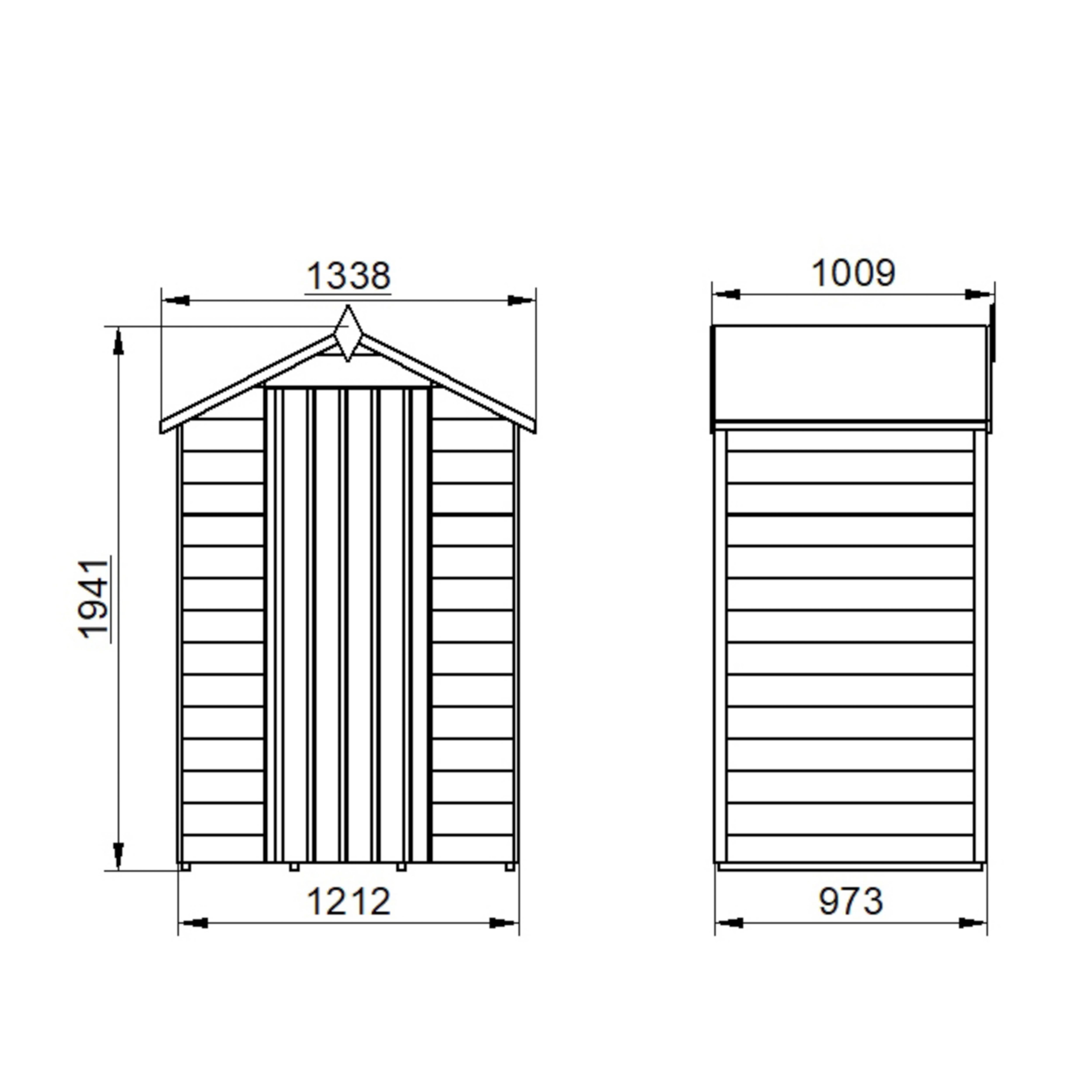 Forest Garden Overlap 4x3 ft Apex Wooden Dip treated Shed with floor (Base included) - Assembly service included