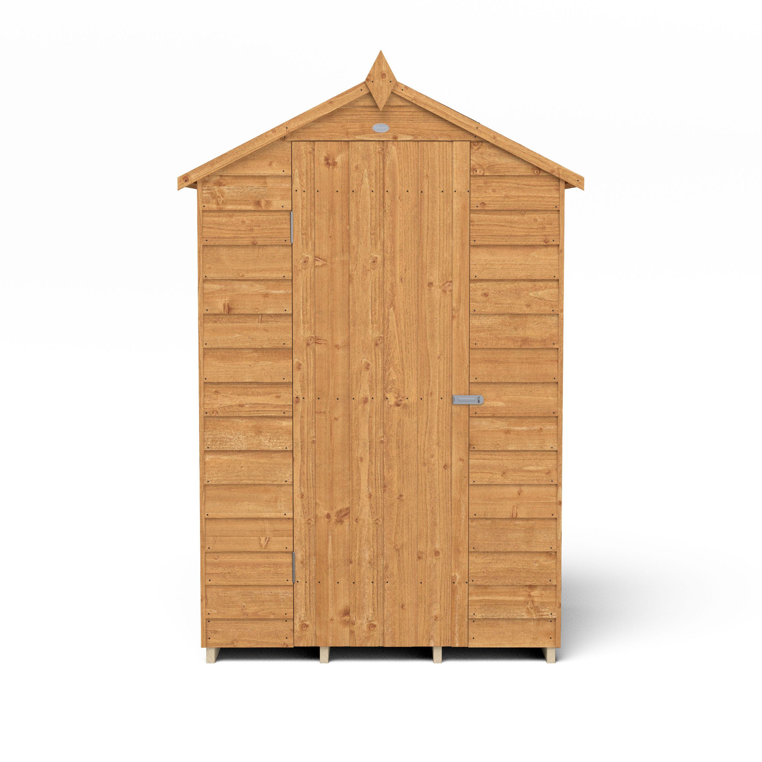 Forest Garden Overlap 4x3 ft Apex Wooden Dip treated Shed with floor (Base included) - Assembly service included