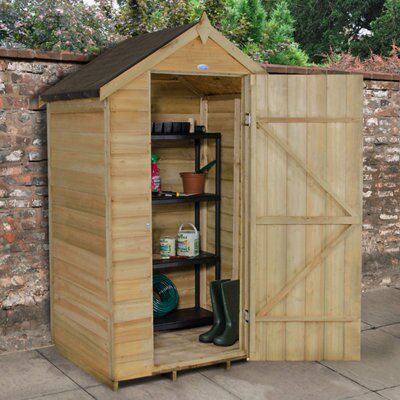 Forest Garden Overlap 4x3 ft Apex Wooden Dip treated Shed with floor