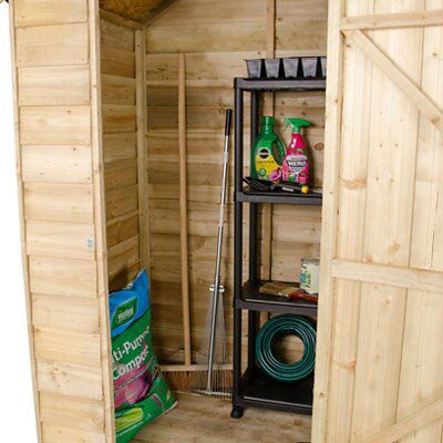 Forest Garden Overlap 4x3 ft Apex Wooden Dip treated Shed with floor