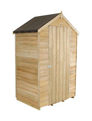 Forest Garden Overlap 4x3 ft Apex Wooden Dip treated Shed with floor