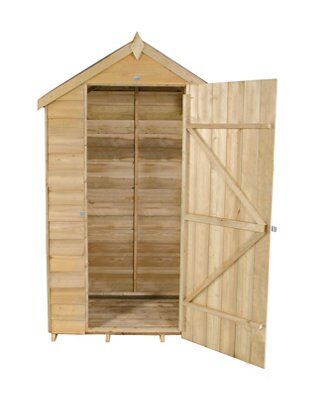 Forest Garden Overlap 4x3 ft Apex Wooden Dip treated Shed with floor