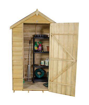 Forest Garden Overlap 4x3 ft Apex Wooden Dip treated Shed with floor