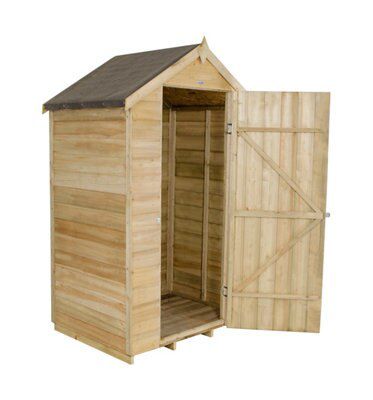 Forest Garden Overlap 4x3 ft Apex Wooden Dip treated Shed with floor