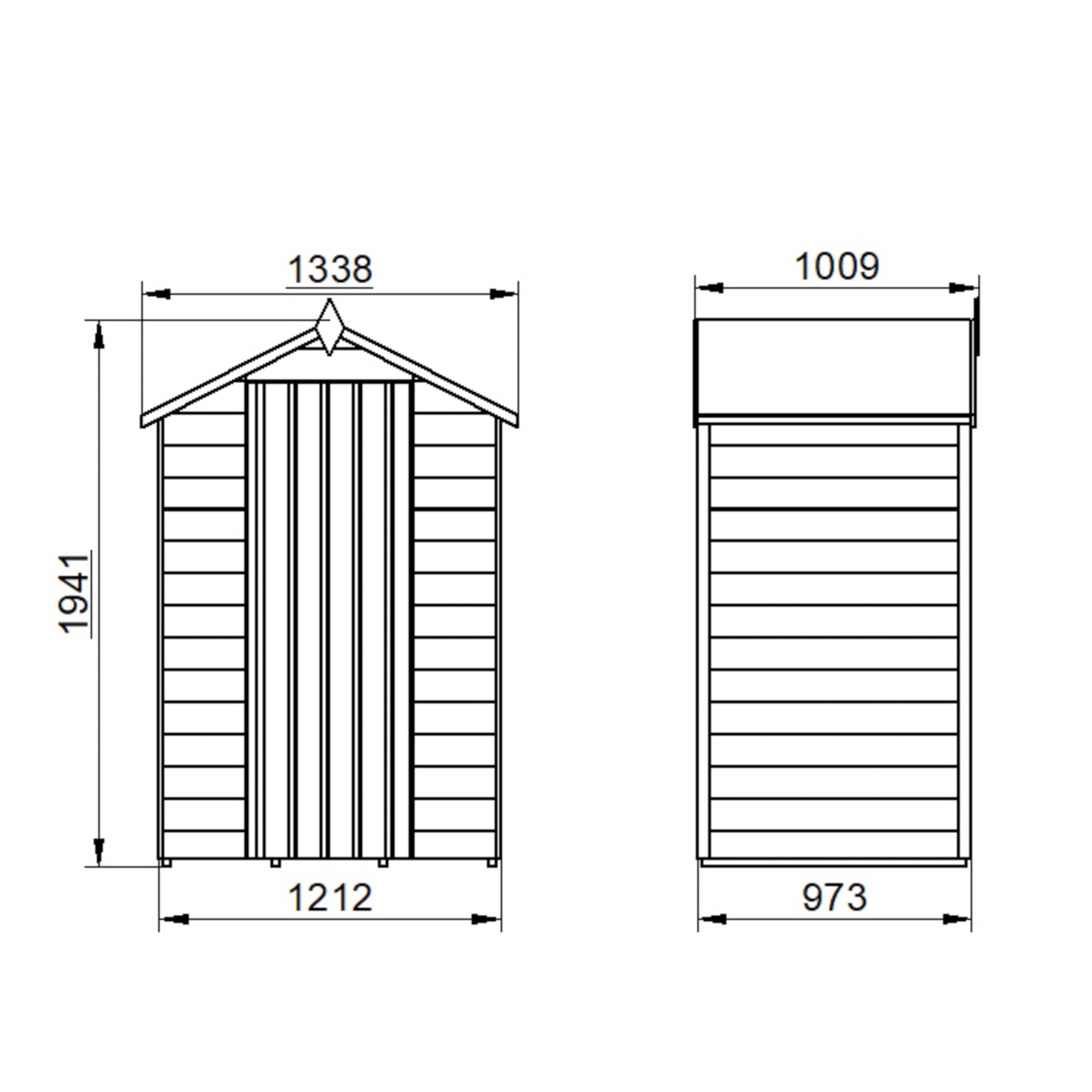 Forest Garden Overlap 4x3 ft Apex Wooden Pressure treated Shed with floor