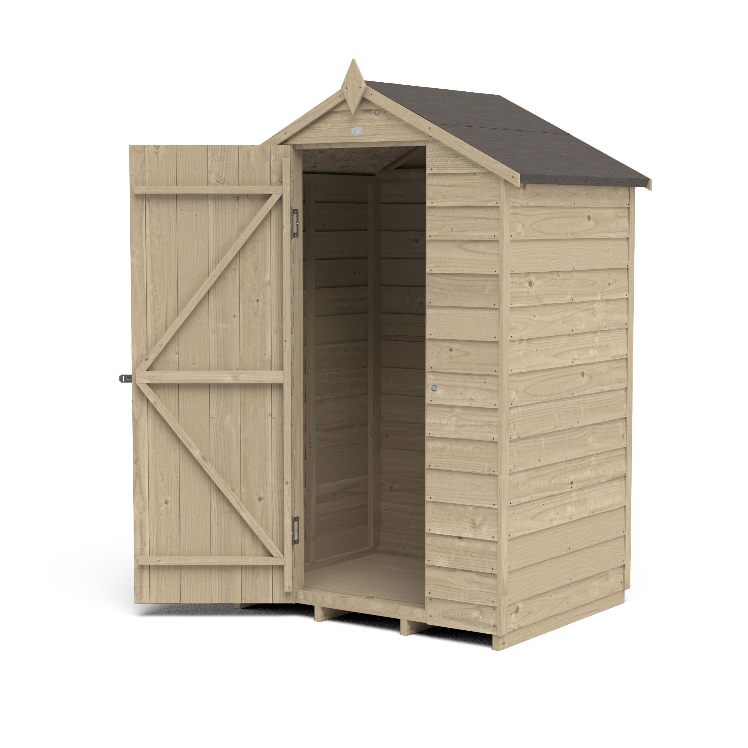 Forest Garden Overlap 4x3 ft Apex Wooden Pressure treated Shed with floor