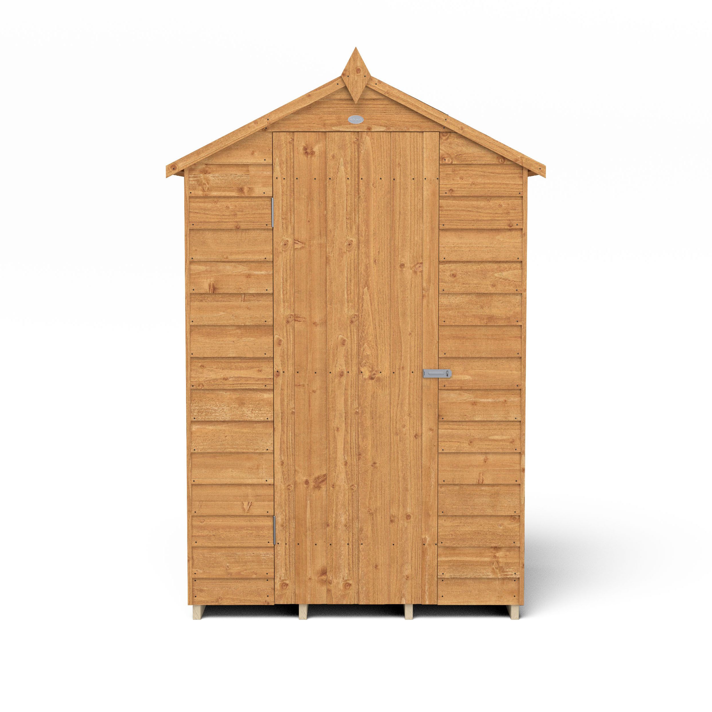 Forest Garden Overlap 4x3 ft Apex Wooden Shed with floor