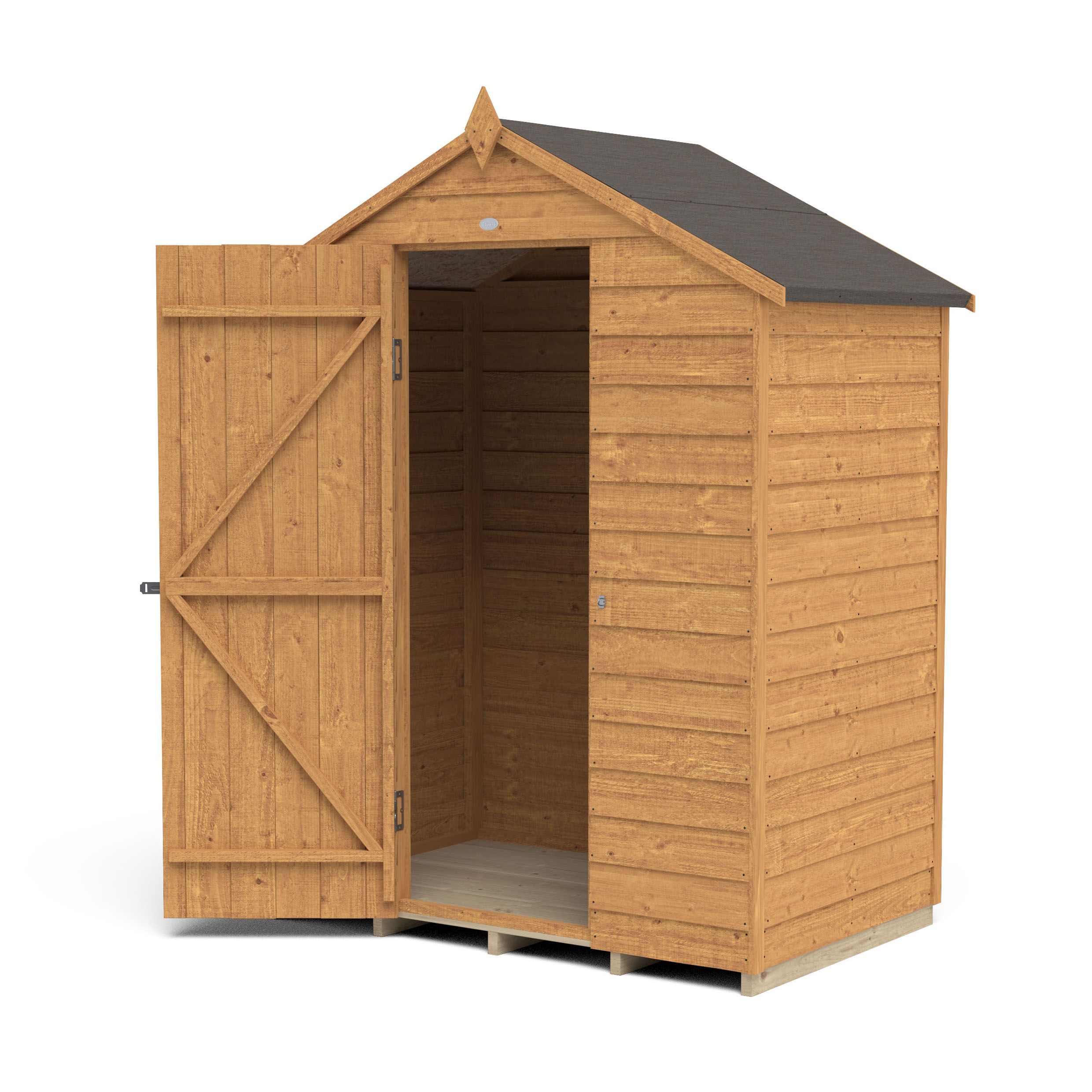 Forest Garden Overlap 5x3 ft Apex Wooden Dip treated Shed with floor (Base included) - Assembly service included