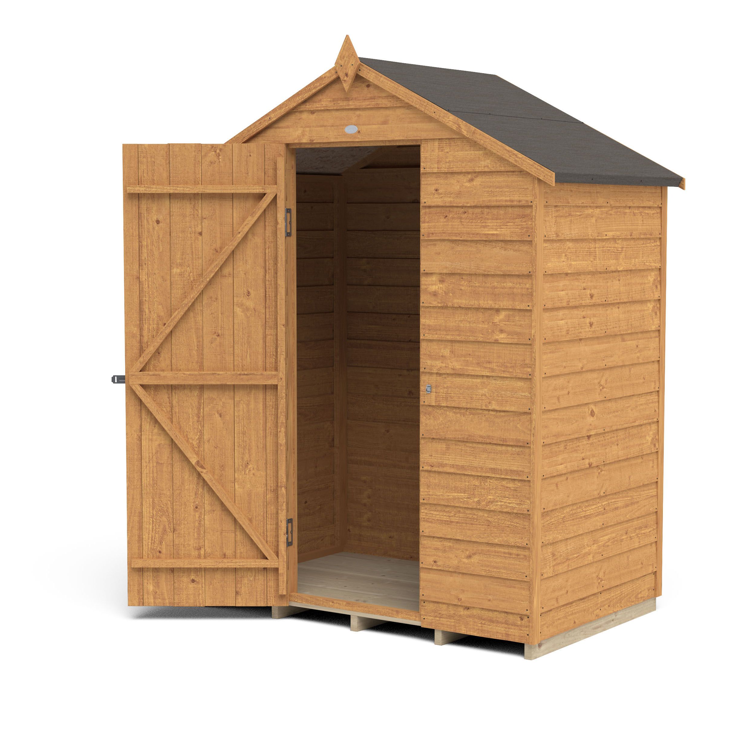 Forest Garden Overlap 5x3 ft Apex Wooden Dip treated Shed with floor (Base included)