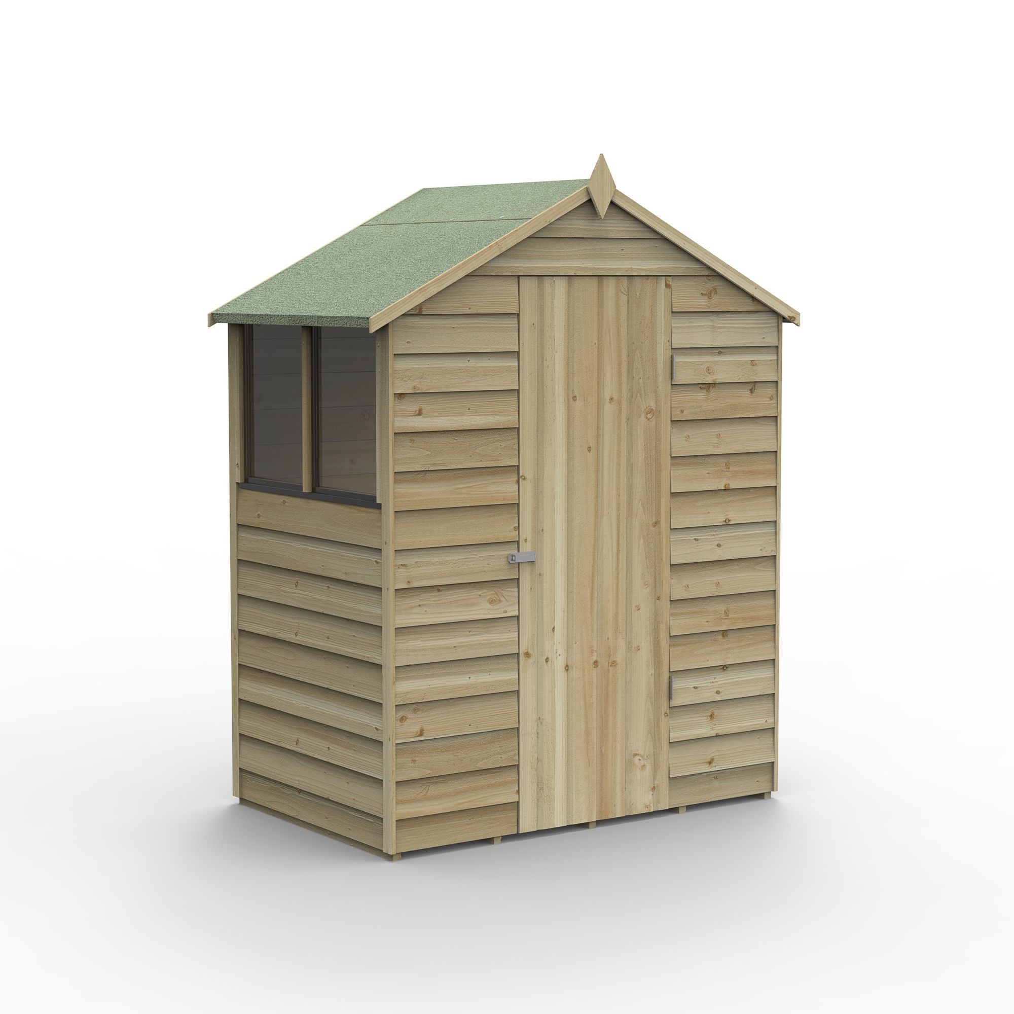 Forest Garden Overlap 5x3 ft Apex Wooden Pressure treated Shed with floor & 2 windows (Base included) - Assembly service included