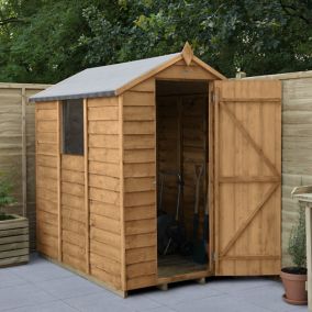 Forest Garden Overlap 6x4 ft Apex Wooden Dip treated Shed with floor & 1 window (Base included) - Assembly service included