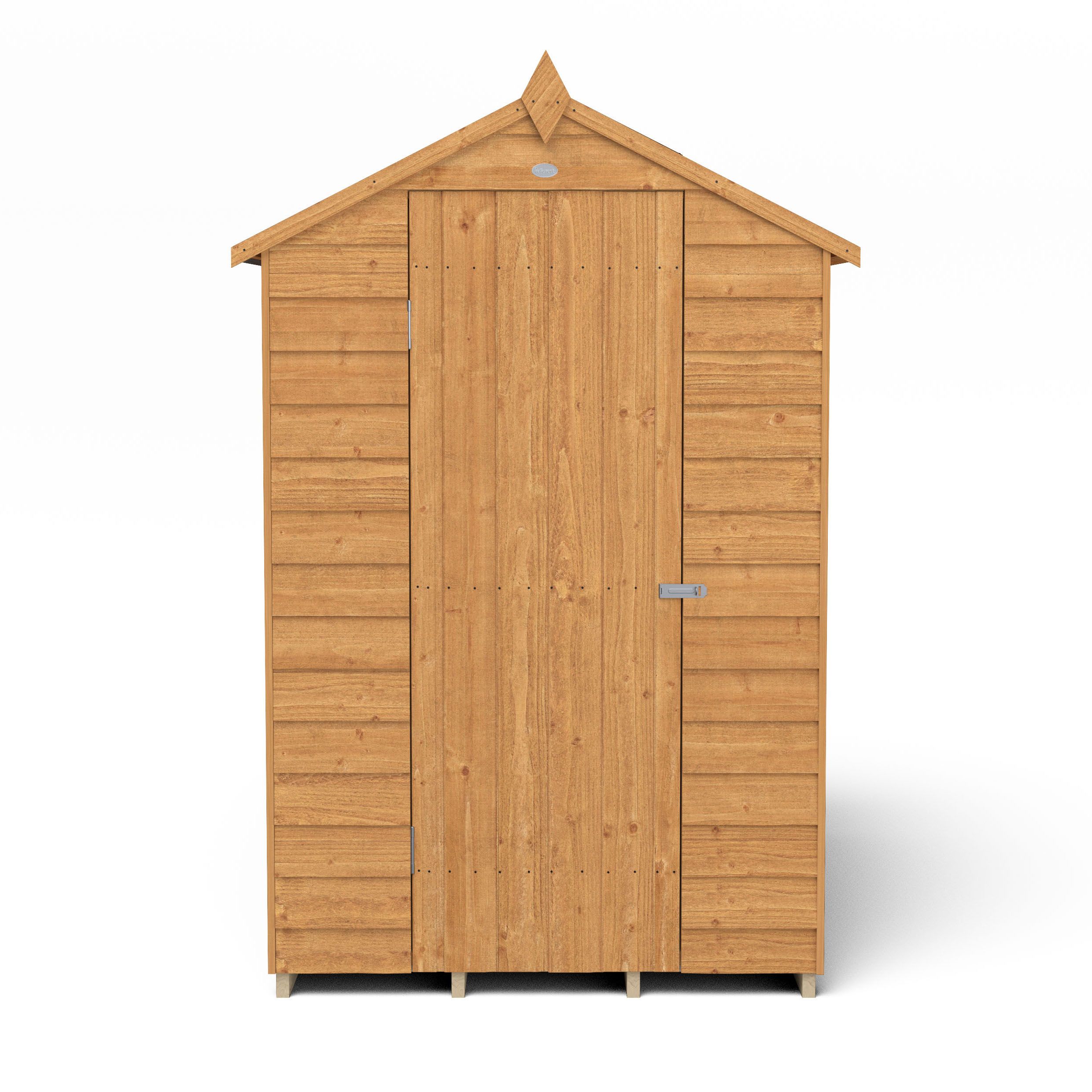Forest Garden Overlap 6x4 ft Apex Wooden Dip treated Shed with floor & 1 window (Base included)
