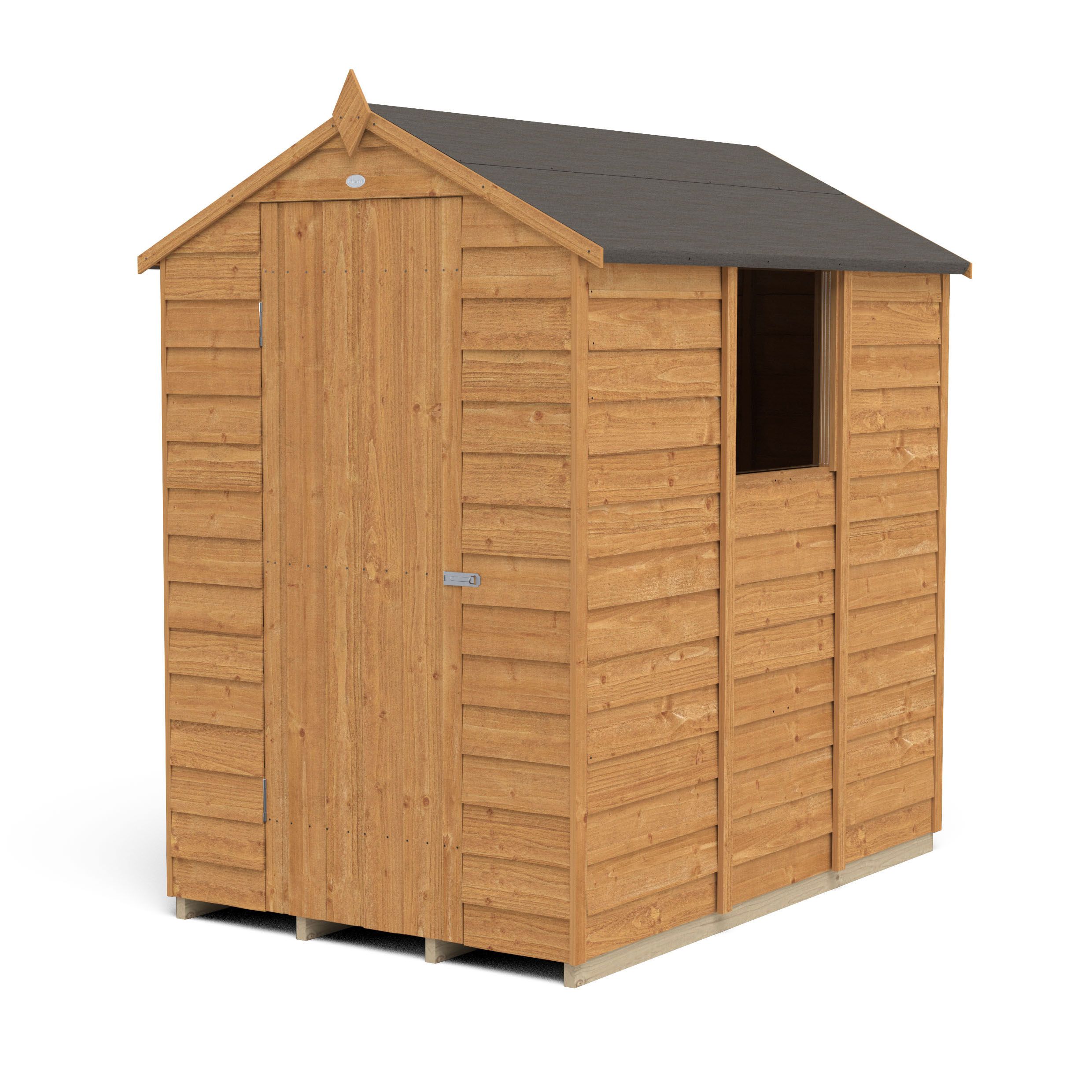 Forest Garden Overlap 6x4 ft Apex Wooden Dip treated Shed with floor & 1 window