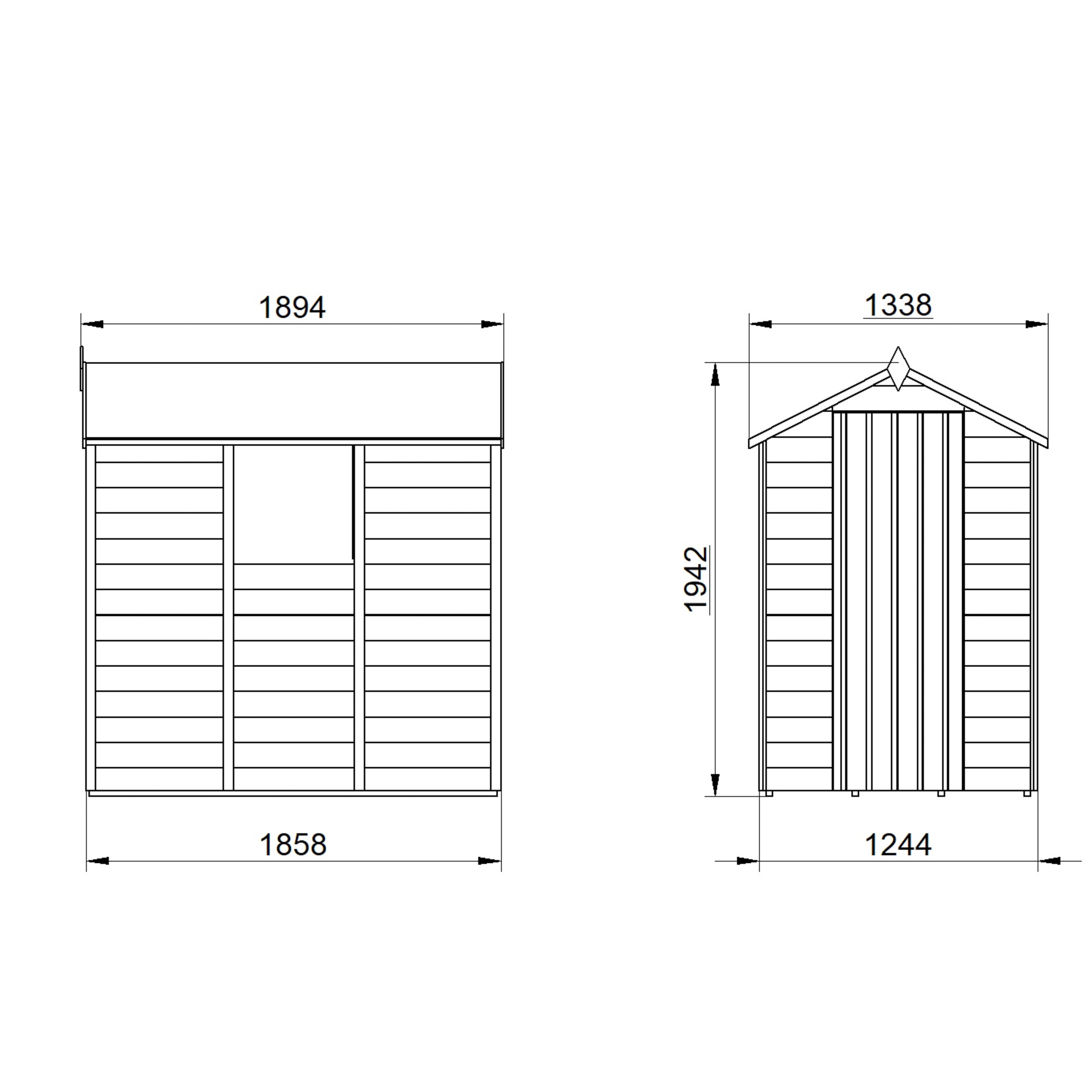Forest Garden Overlap 6x4 ft Apex Wooden Dip treated Shed with floor & 1 window