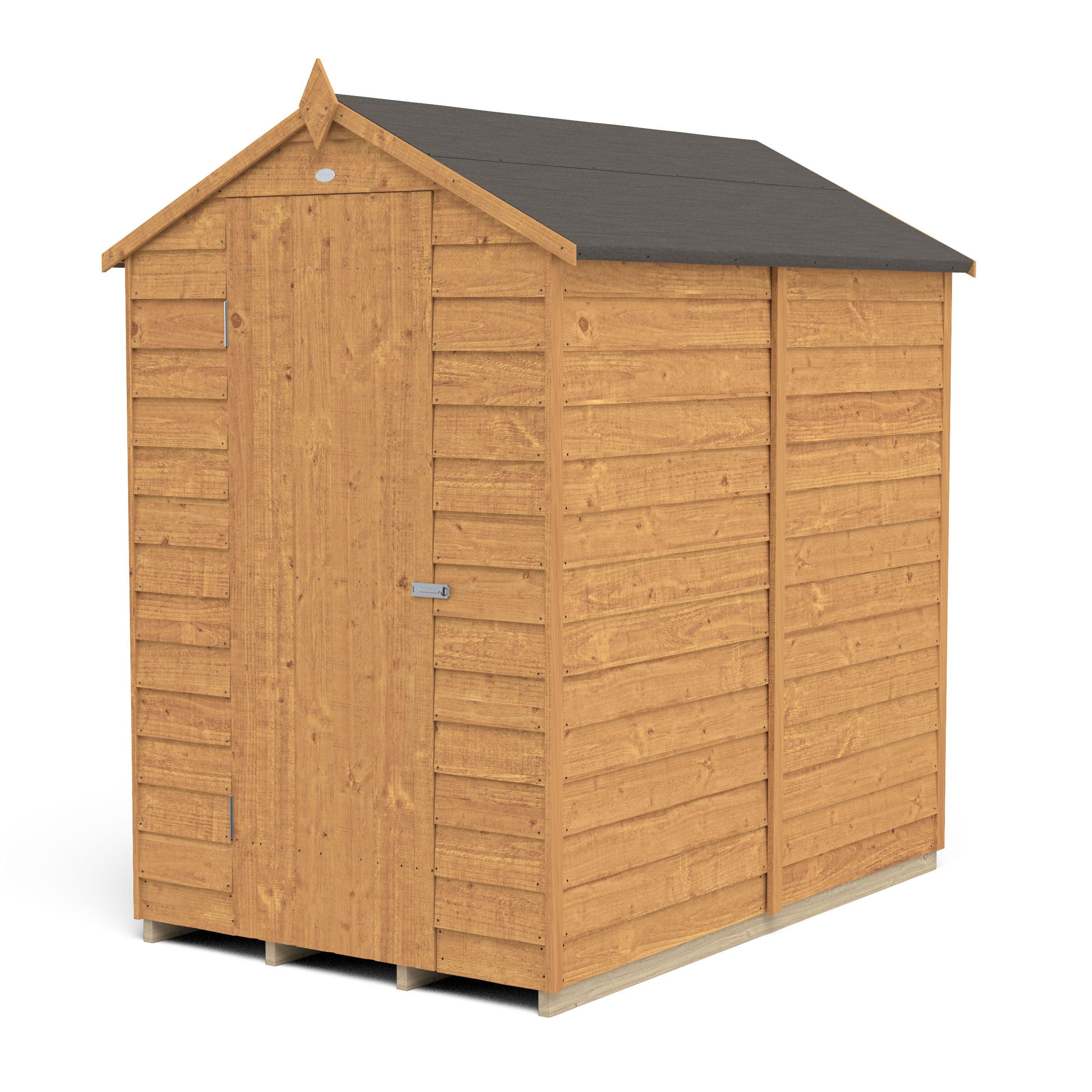 Forest Garden Overlap 6x4 ft Apex Wooden Dip treated Shed with floor (Base included)