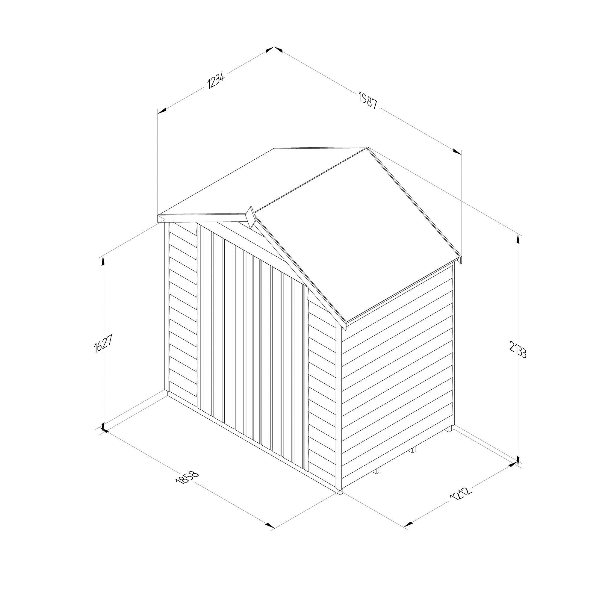 Forest Garden Overlap 6x4 ft Apex Wooden Pressure treated 2 door Shed with floor (Base included) - Assembly service included