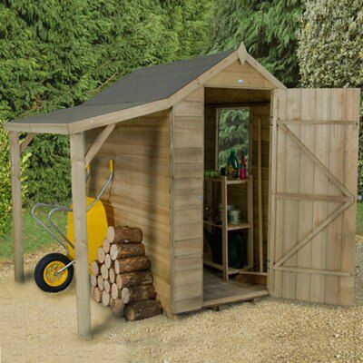 Forest Garden Overlap 6x4 ft Apex Wooden Pressure treated Shed with floor & 1 window - Assembly service included