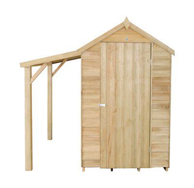 Forest Garden Overlap 6x4 ft Apex Wooden Pressure treated Shed with floor & 1 window - Assembly service included