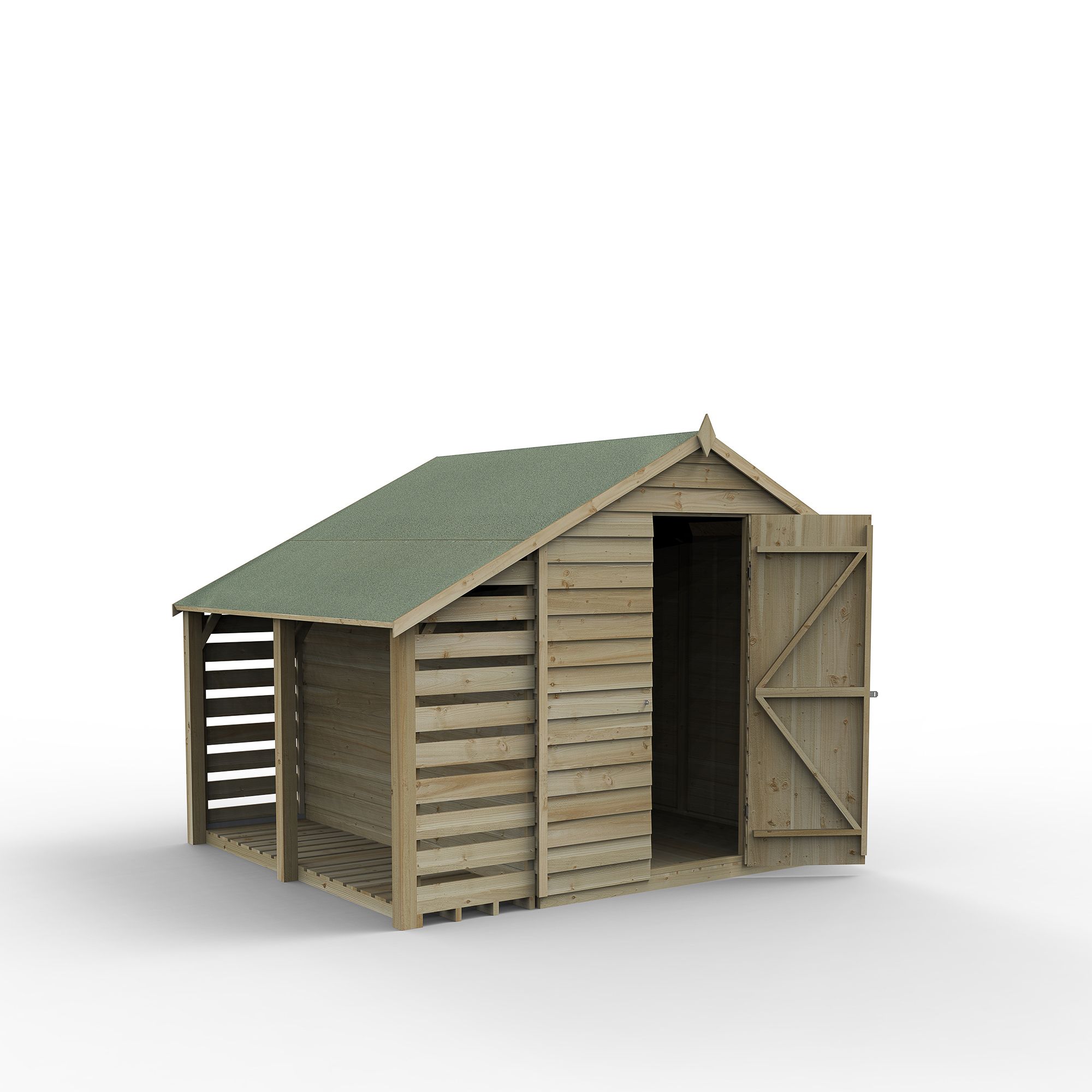 Forest Garden Overlap 6x4 ft Apex Wooden Pressure treated Shed with floor & 1 window - Assembly service included